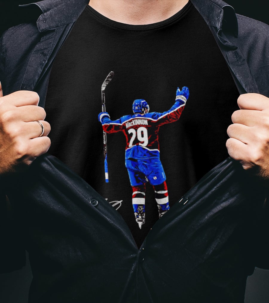Nathan MacKinnon 29 Colorado Avalanche Hockey Celebration T-Shirt
