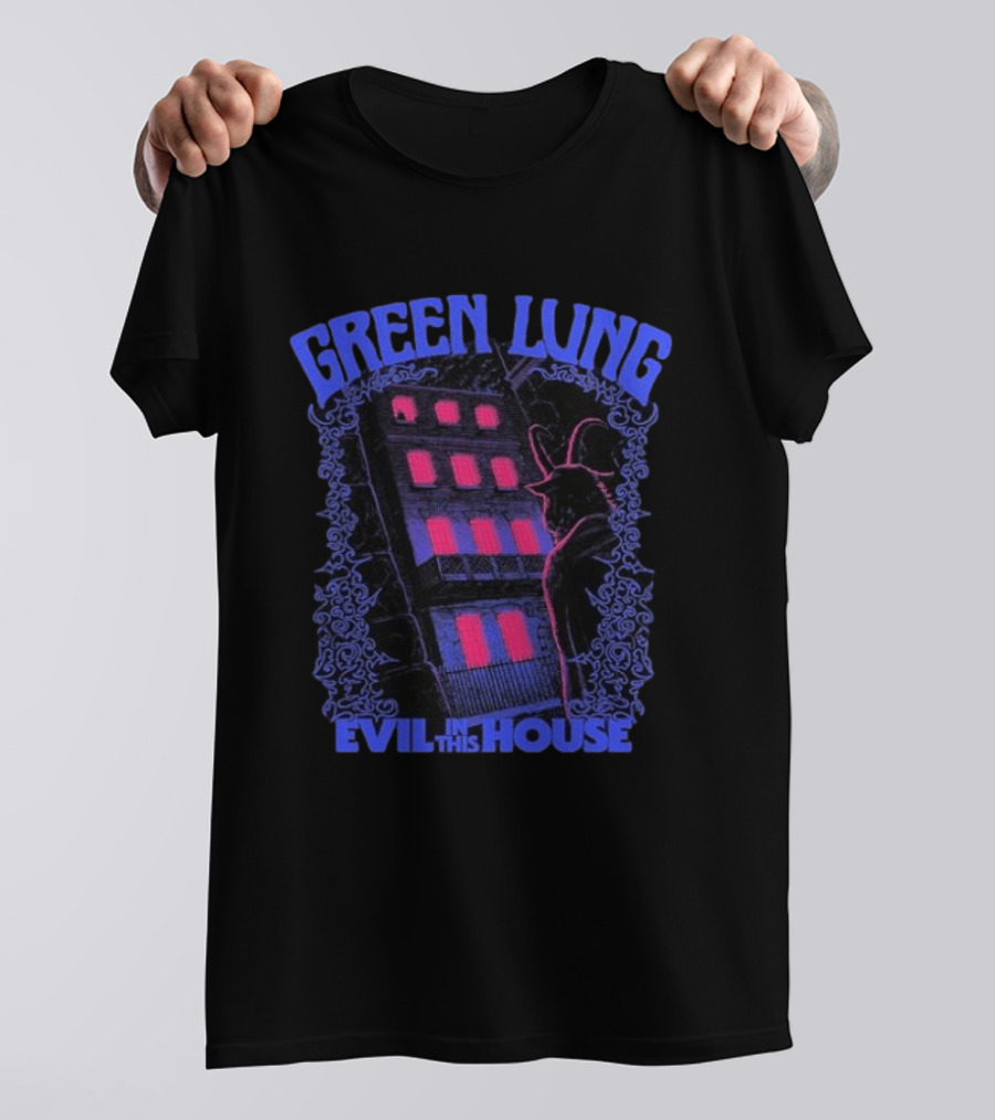 Green Lung Necropolitan Exclusive Evil In This House Haunted Building And Creature T-Shirt