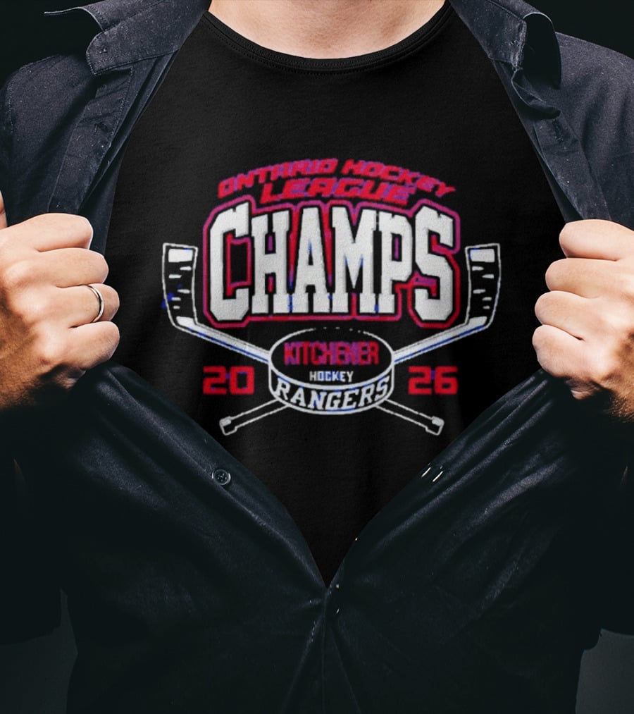 Ontario Hockey League Champs 2026 Kitchener Rangers Cross Sticks T-Shirt