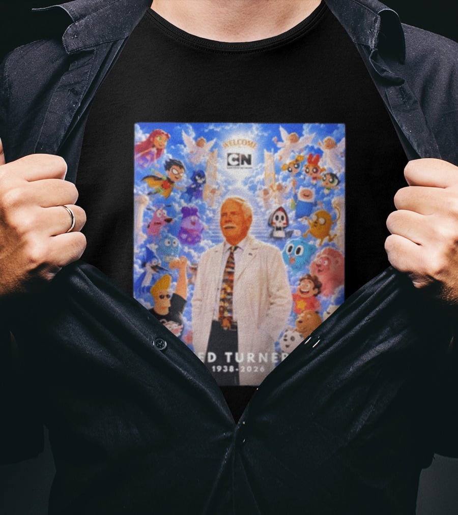 Welcome Cartoon Network Ted Turner 1938 2026 Characters Heaven T-Shirt