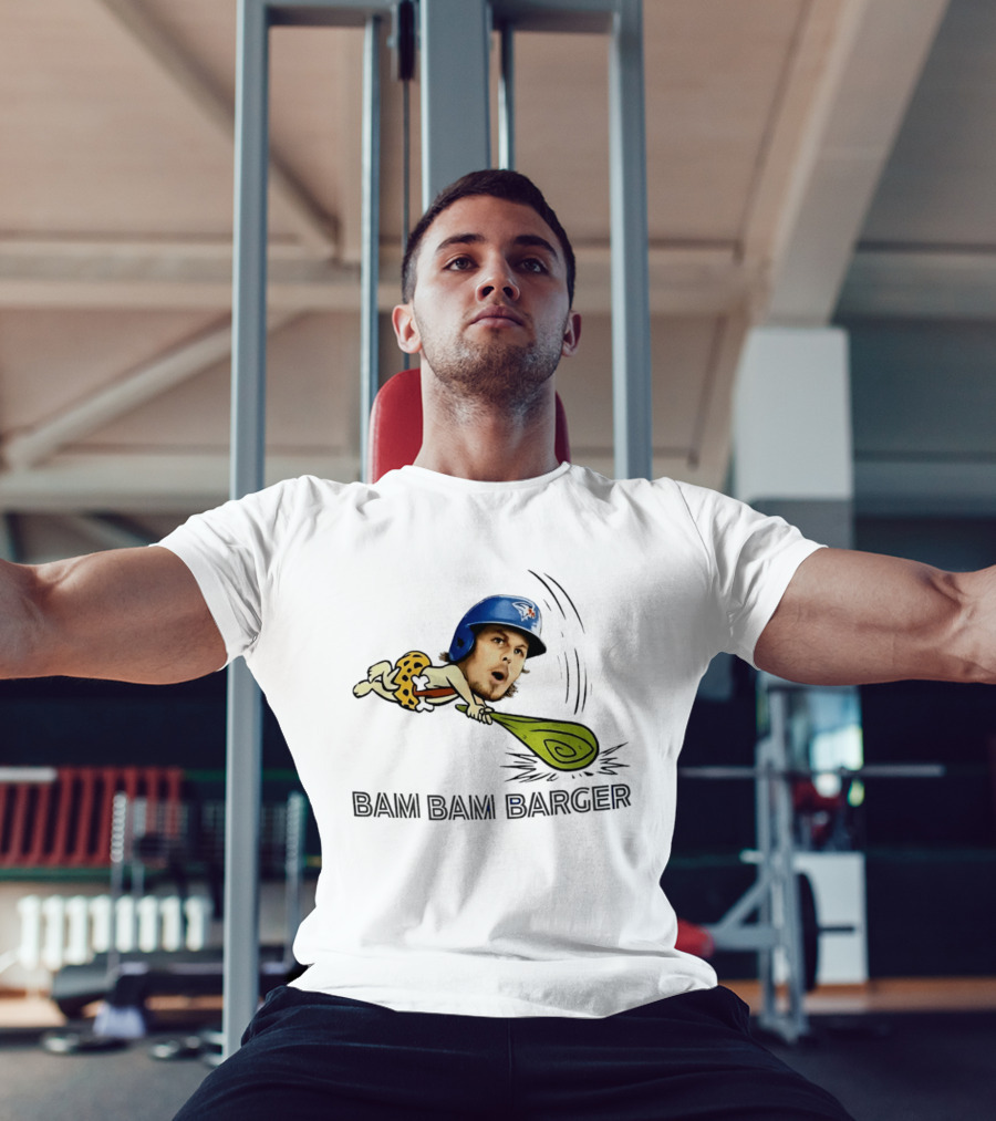 Bam Bam Barger Blue Jays Baseball Cartoon Helmet Bat T-Shirt