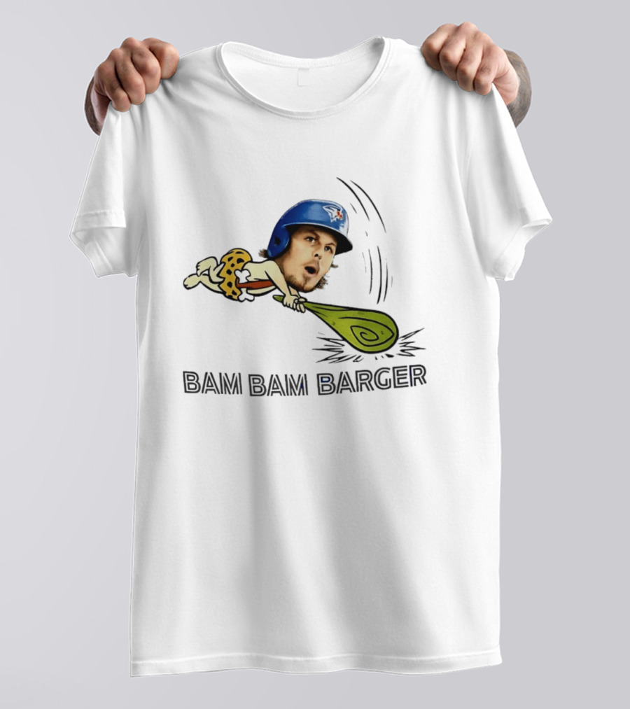 Bam Bam Barger Blue Jays Baseball Cartoon Helmet Bat T-Shirt