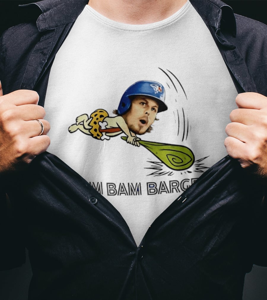 Bam Bam Barger Blue Jays Baseball Cartoon Helmet Bat T-Shirt