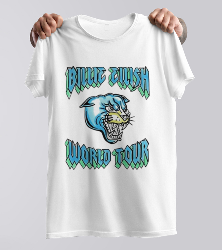 Billie Eilish World Tour Blue Panther Head T-Shirt