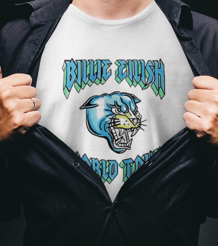 Billie Eilish World Tour Blue Panther Head T-Shirt