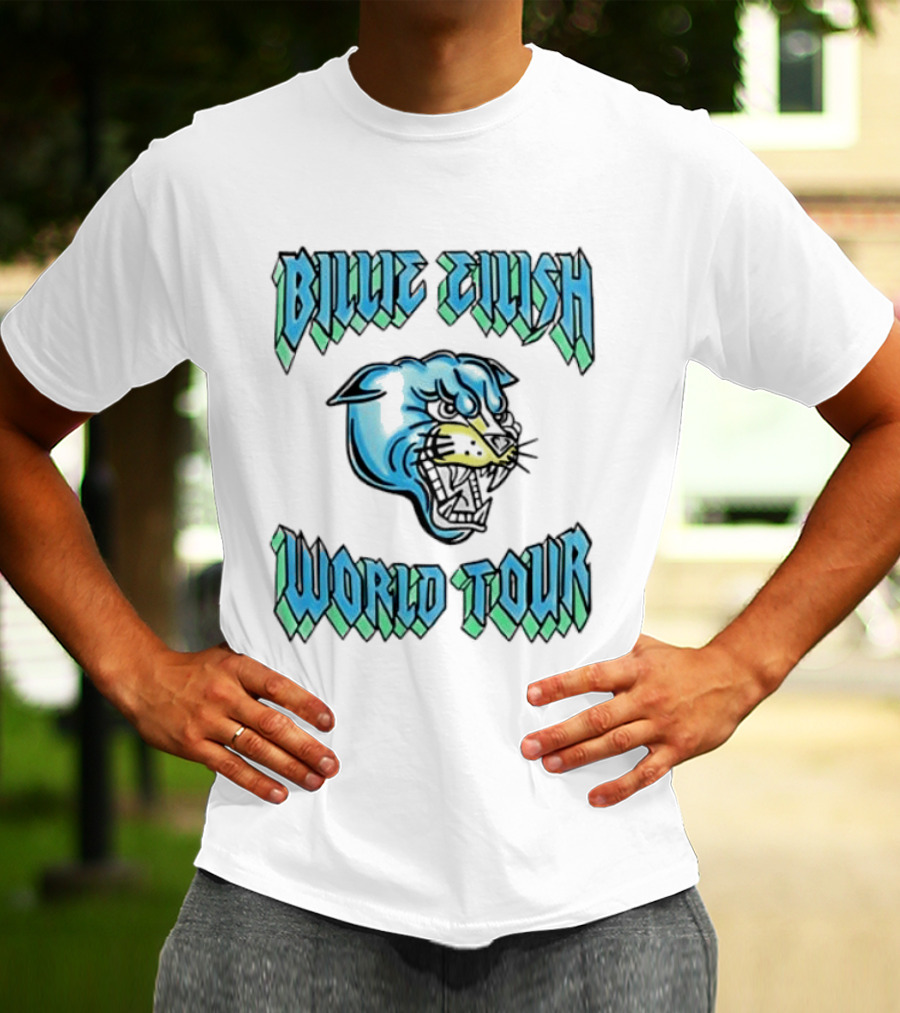 Billie Eilish World Tour Blue Panther Head T-Shirt