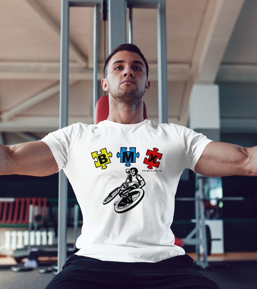 BMX Puzzle Pieces Bike Rider Autism T-Shirt