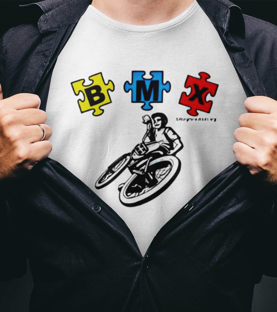 BMX Puzzle Pieces Bike Rider Autism T-Shirt