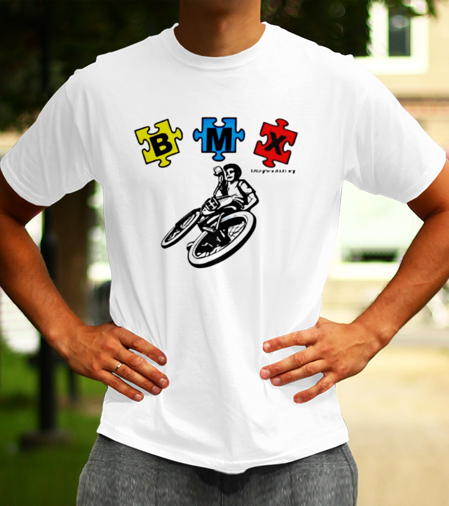 BMX Puzzle Pieces Bike Rider Autism T-Shirt