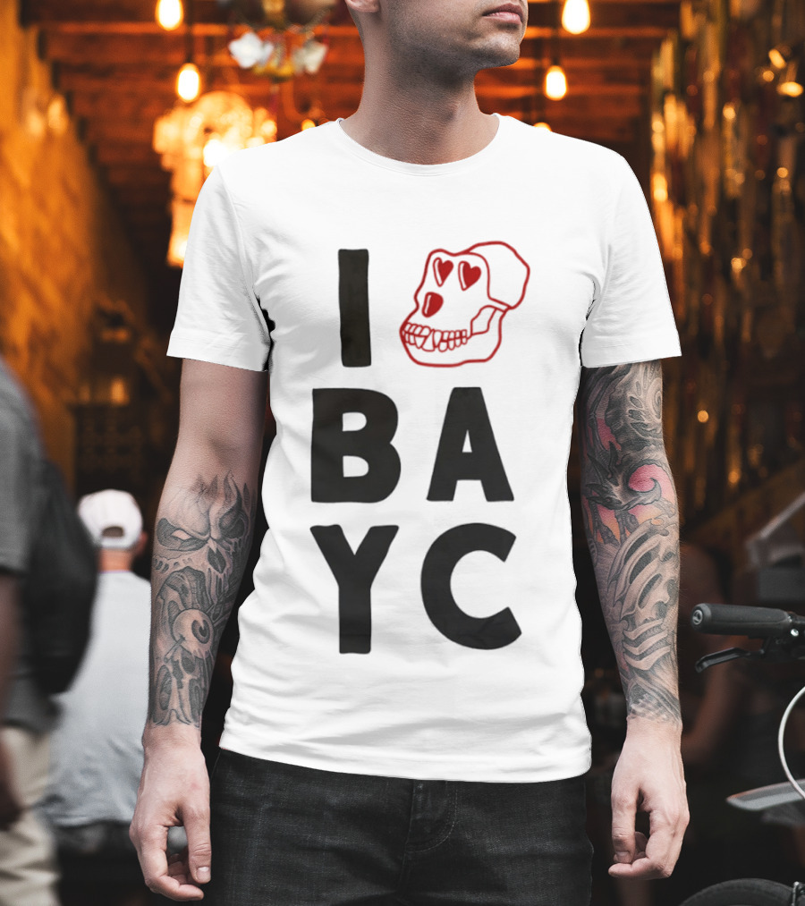 I Love BAYC Red Heart Eyed Skull T-Shirt