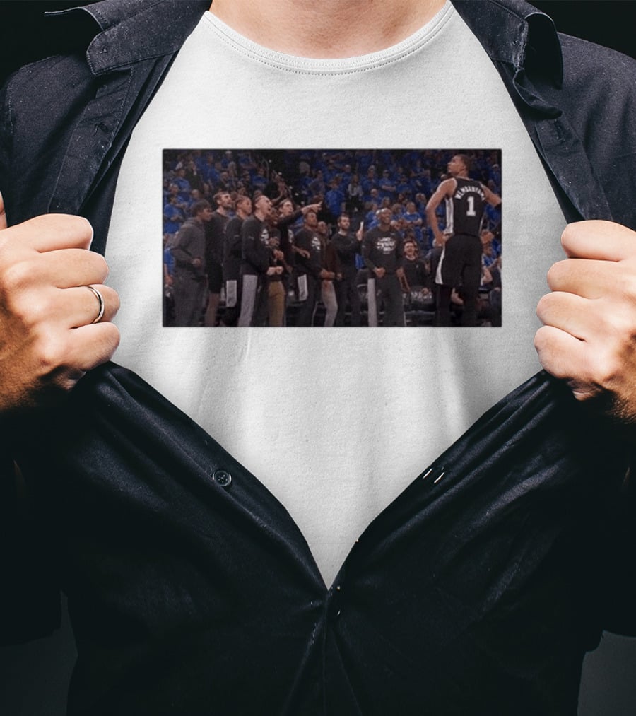 Victor Wembanyama Cold Celebration Against OKC In Black Jersey T-Shirt