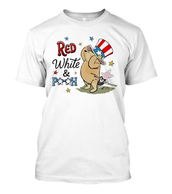 Red White And Pooh Patriotic Theme With Piglet T-Shirt