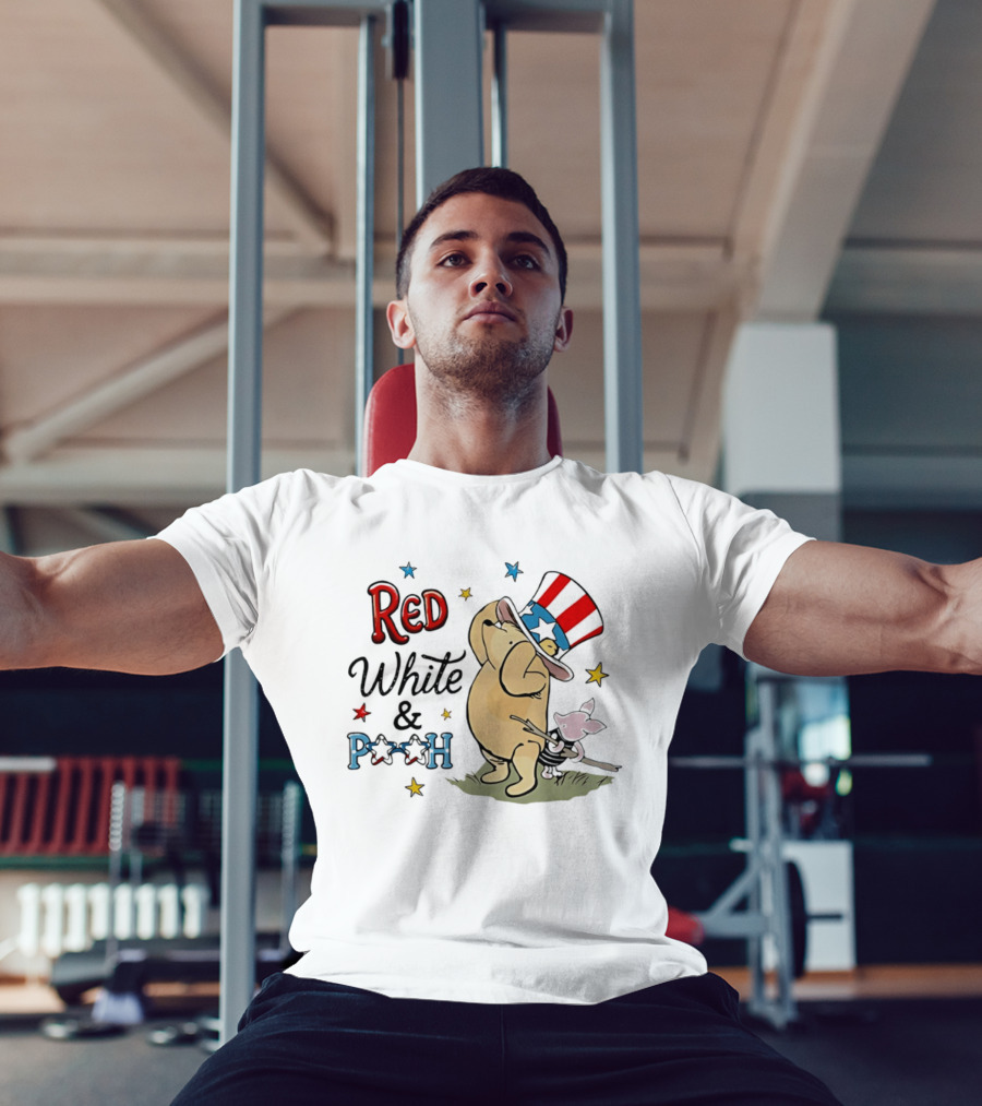 Red White And Pooh Patriotic Theme With Piglet T-Shirt