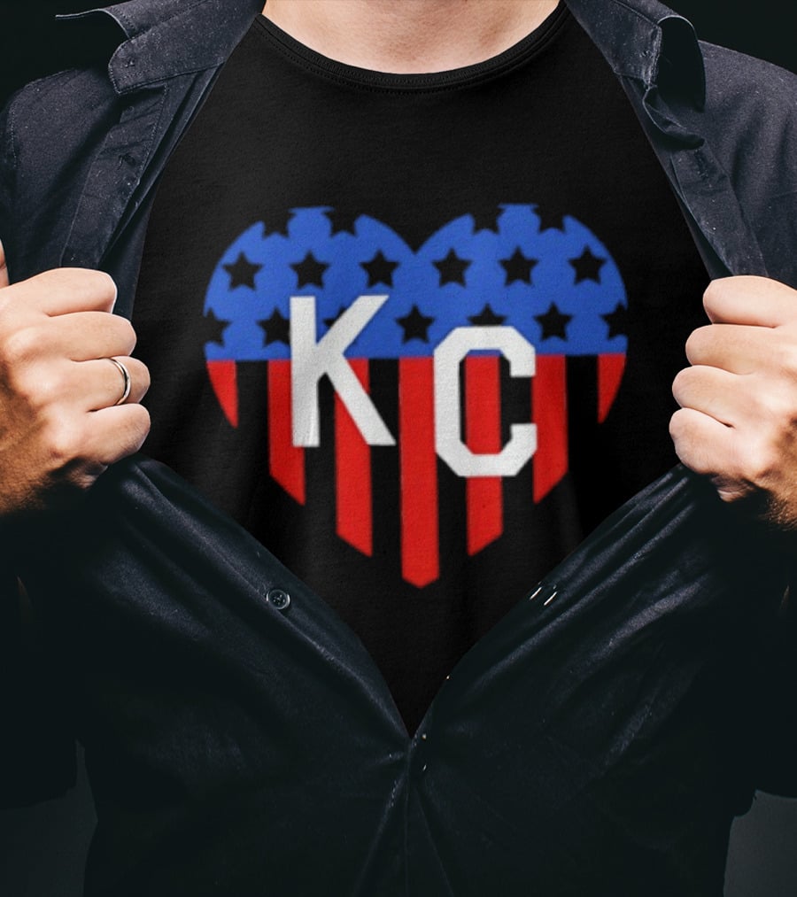 USA Stars Stripes Heart KC Kansas City T-Shirt