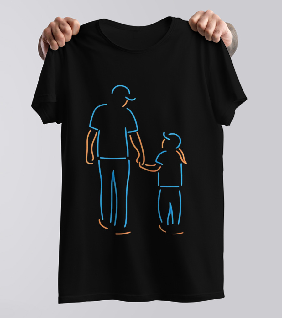 Father And Daughter Walking Neon T-Shirt