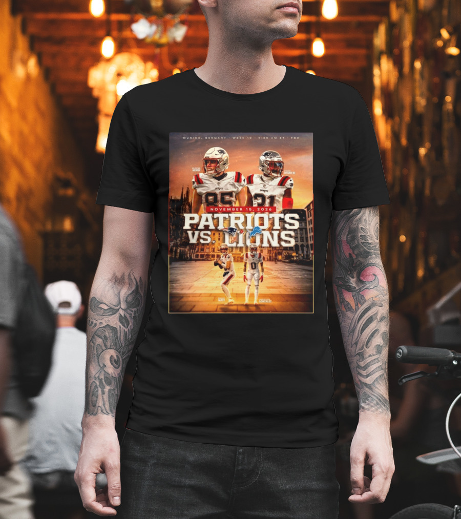 New England Patriots Vs Detroit Lions November 15 2026 Munich Germany Week 10 FOX T-Shirt