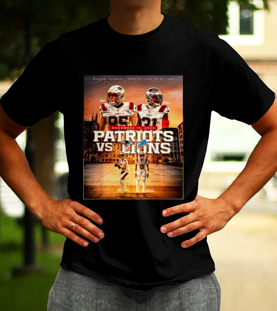 New England Patriots Vs Detroit Lions November 15 2026 Munich Germany Week 10 FOX T-Shirt