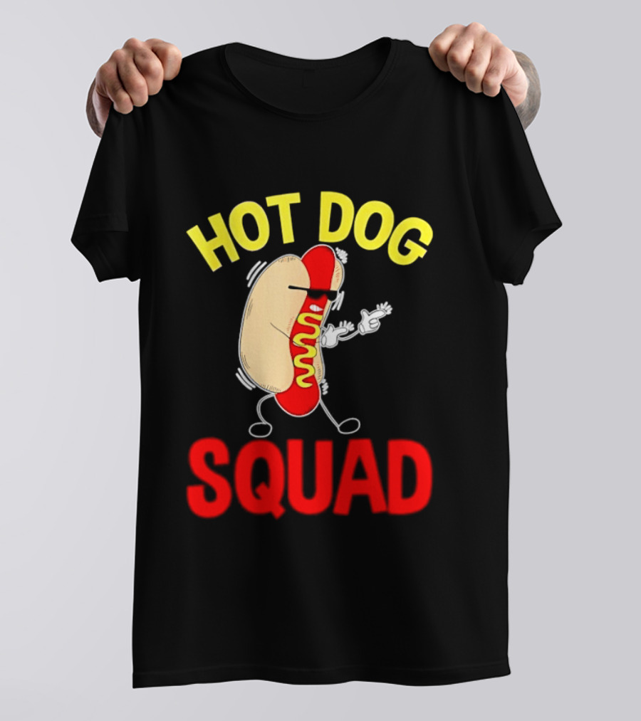 Hot Dog Squad Funny Cartoon Mustard Enthusiasts T-Shirt