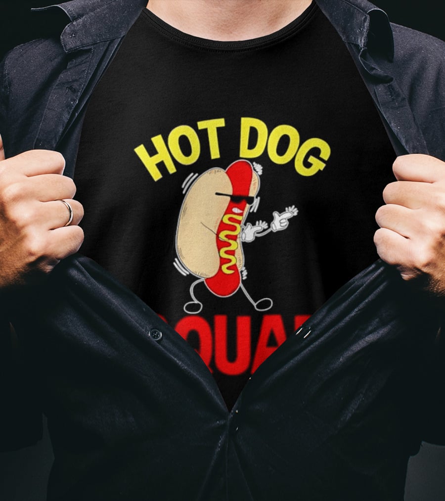 Hot Dog Squad Funny Cartoon Mustard Enthusiasts T-Shirt
