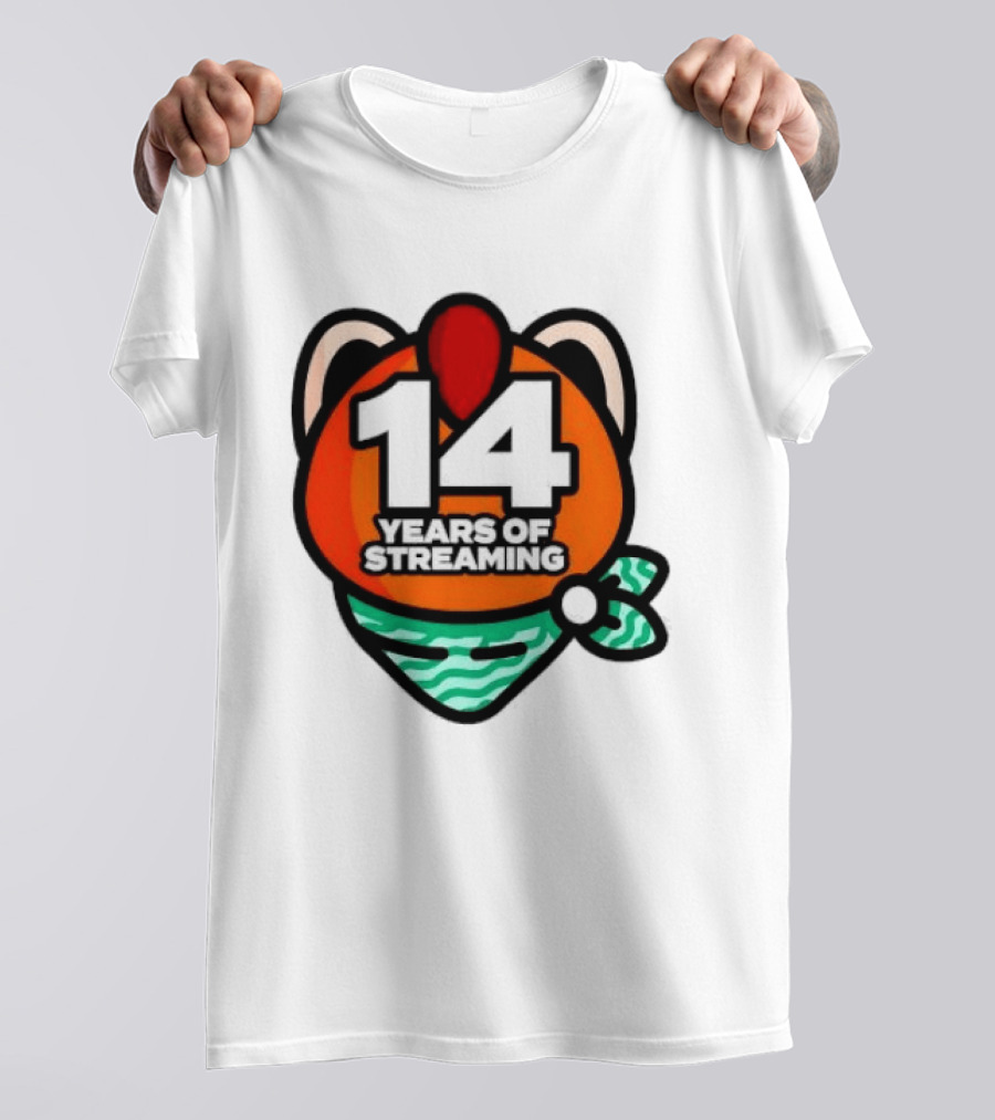 14 Years Of Streaming Cat Ear Design With Bandana T-Shirt