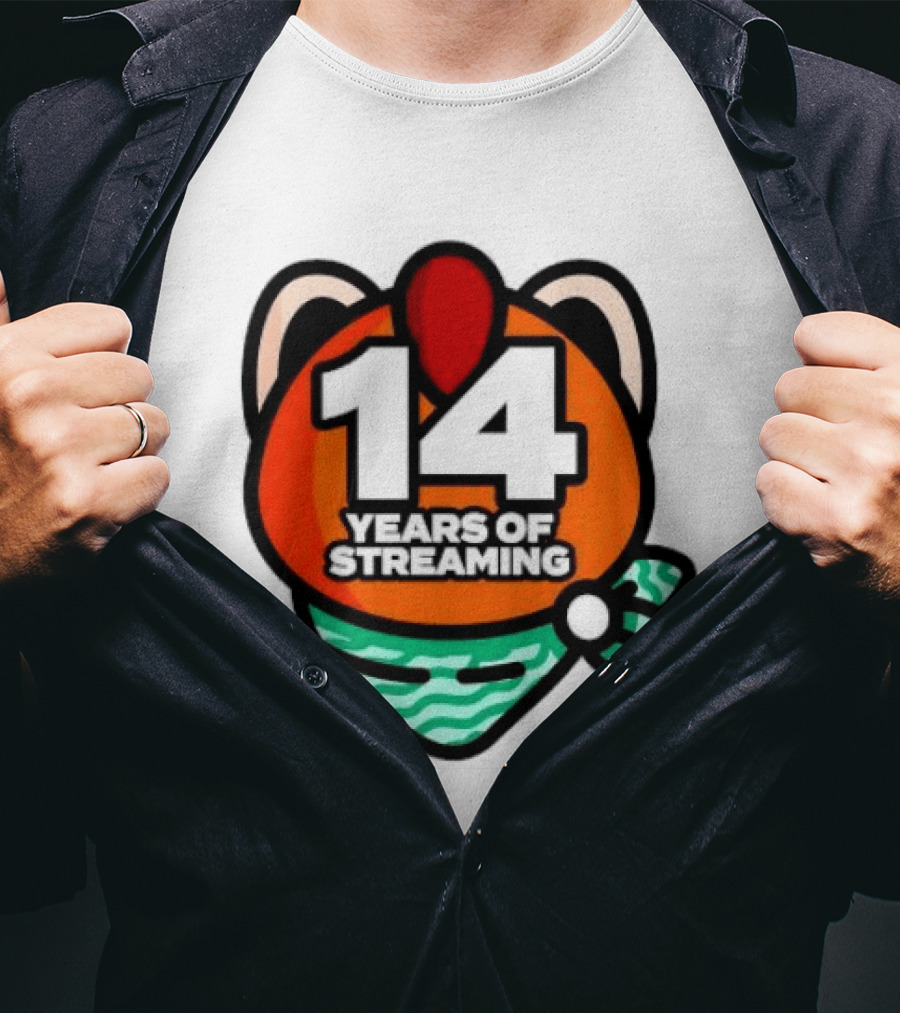 14 Years Of Streaming Cat Ear Design With Bandana T-Shirt