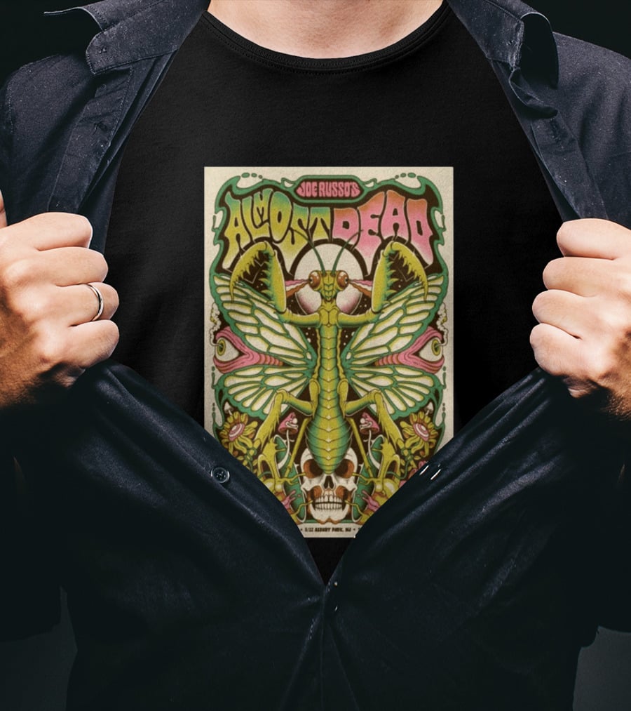 Joe Russo's Almost Dead 5 22 2026 Asbury Park NJ Mantis Skull Psychedelic T-Shirt