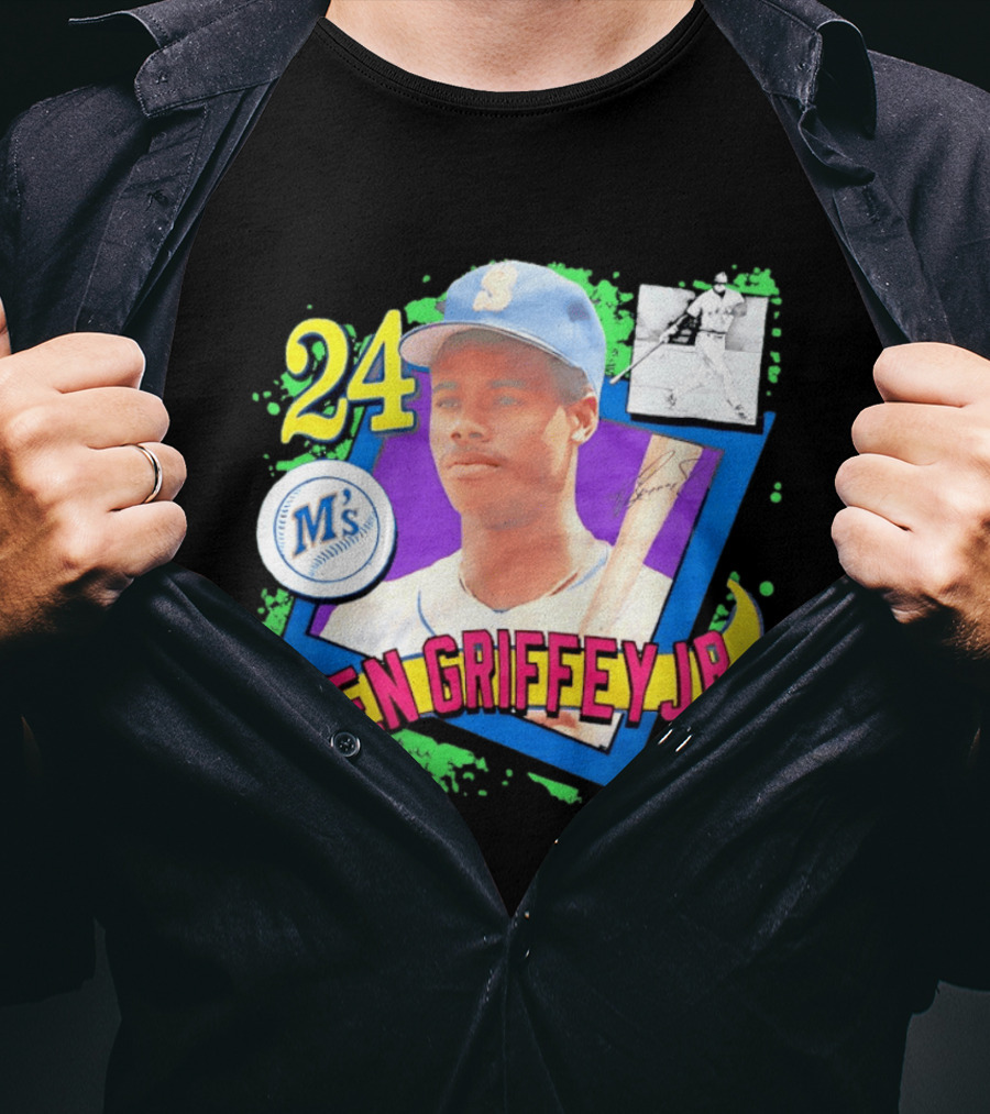 24 Ken Griffey Jr Seattle Mariners M's Topps 75 Remix Graffiti T-Shirt