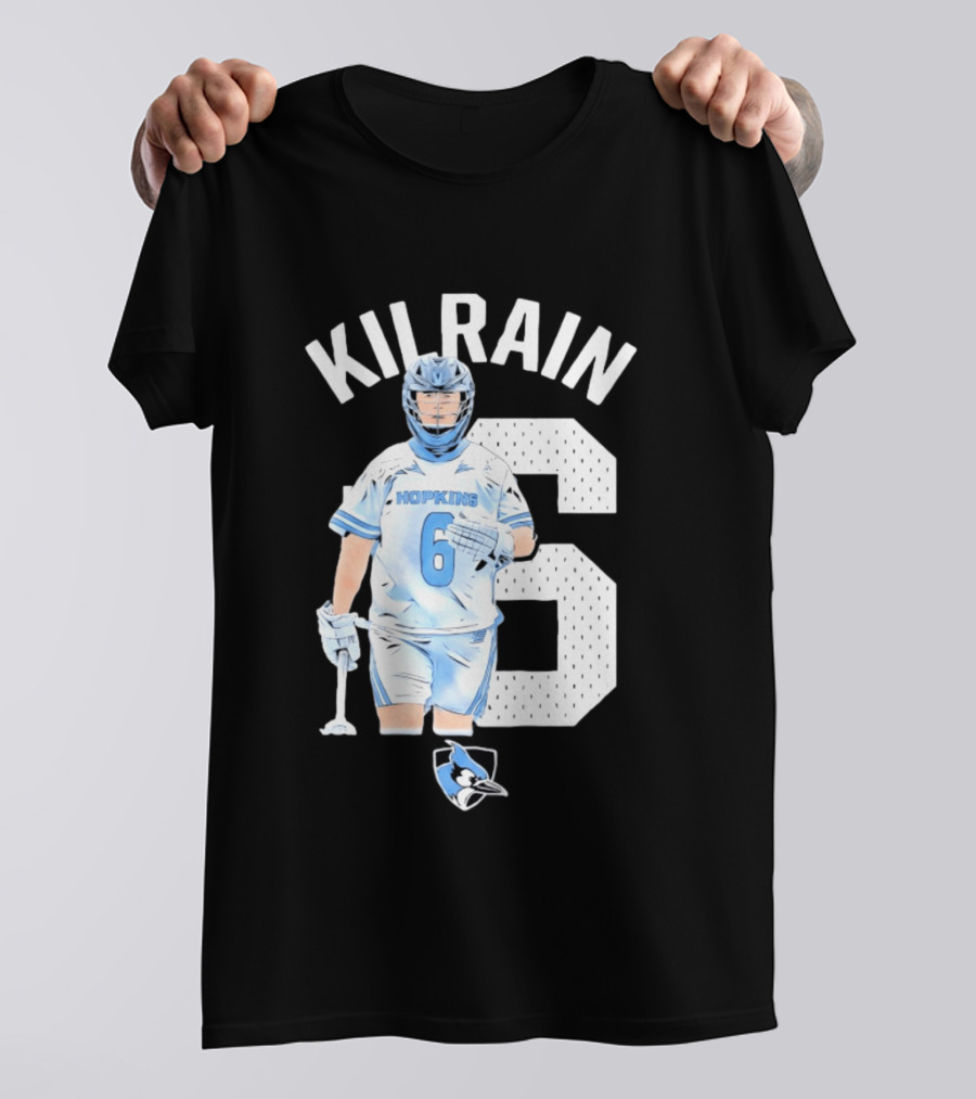 Kilrain 6 Hopkins Lacrosse Player With Blue Jay T-Shirt