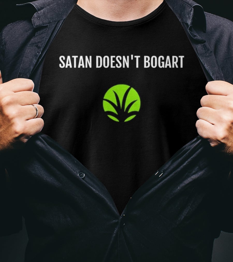 Satan Doesn't Bogart Green Leaf T-Shirt