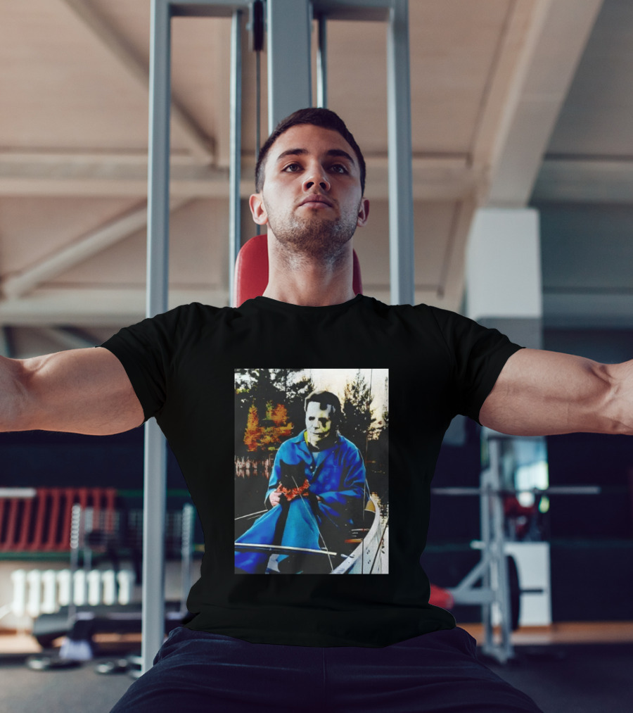 Michael Myers Lake Fishing With Cat In Boat T-Shirt
