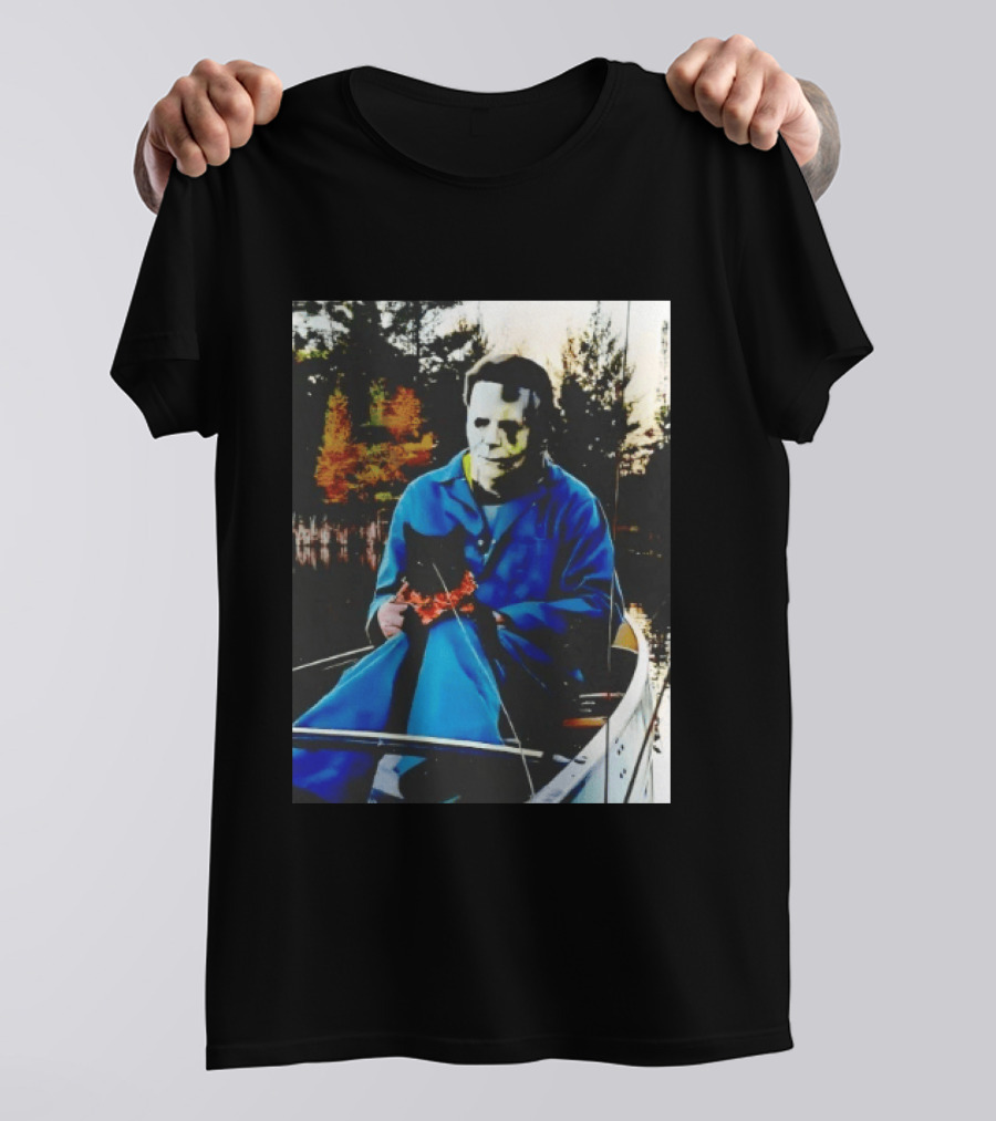 Michael Myers Lake Fishing With Cat In Boat T-Shirt
