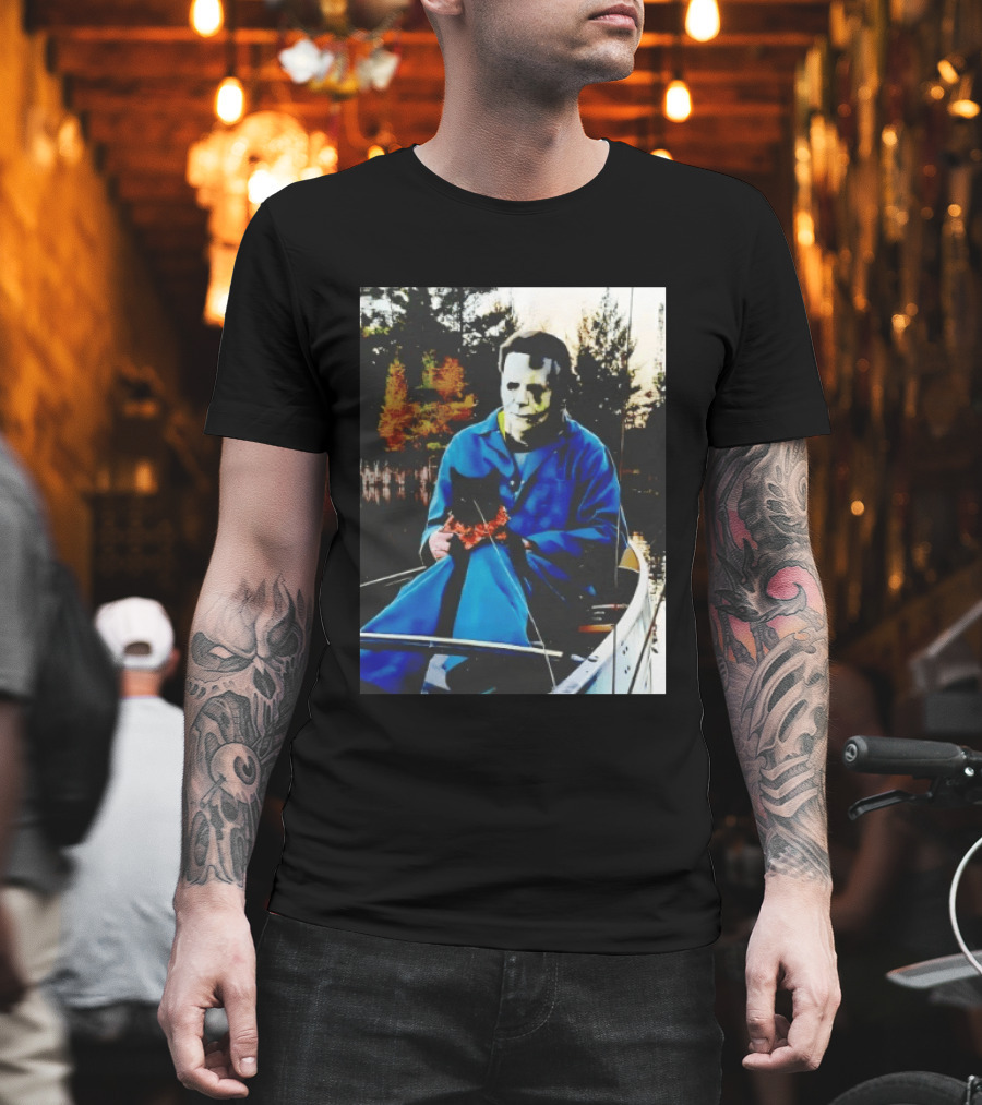 Michael Myers Lake Fishing With Cat In Boat T-Shirt
