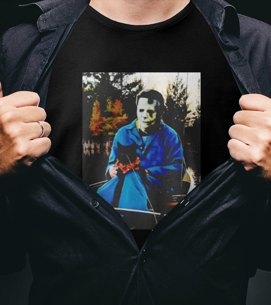 Michael Myers Lake Fishing With Cat In Boat T-Shirt