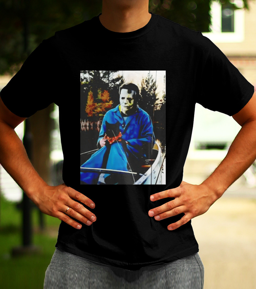 Michael Myers Lake Fishing With Cat In Boat T-Shirt