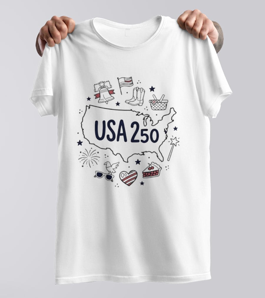 USA 250 Map With Patriotic T-Shirt