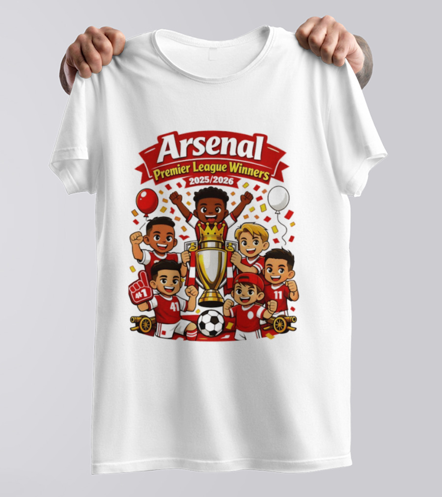 Arsenal Premier League Winners 2025 2026 Cartoon Champions Celebration T-Shirt