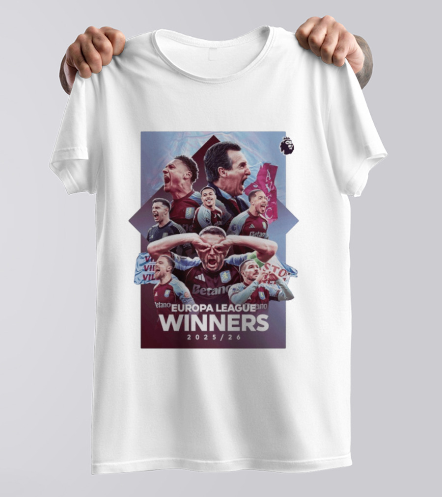Aston Villa Europa League Champions 2025 2026 Betano Premier League T-Shirt