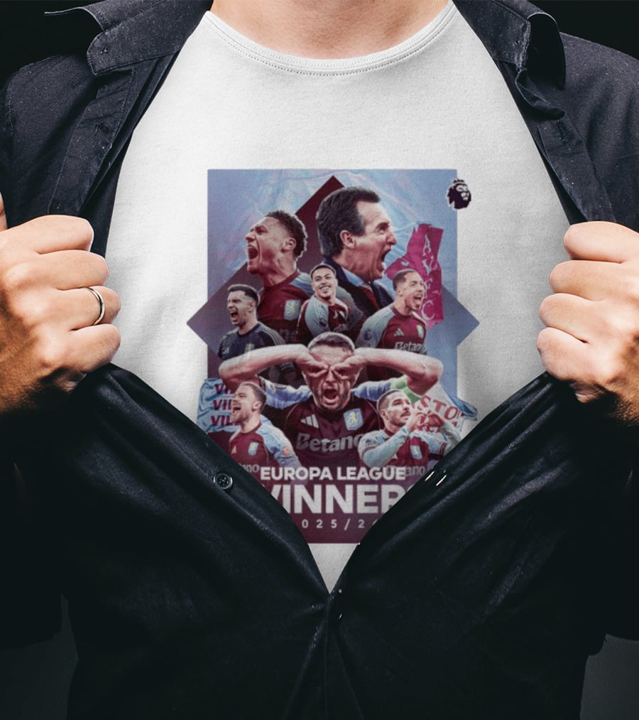 Aston Villa Europa League Champions 2025 2026 Betano Premier League T-Shirt
