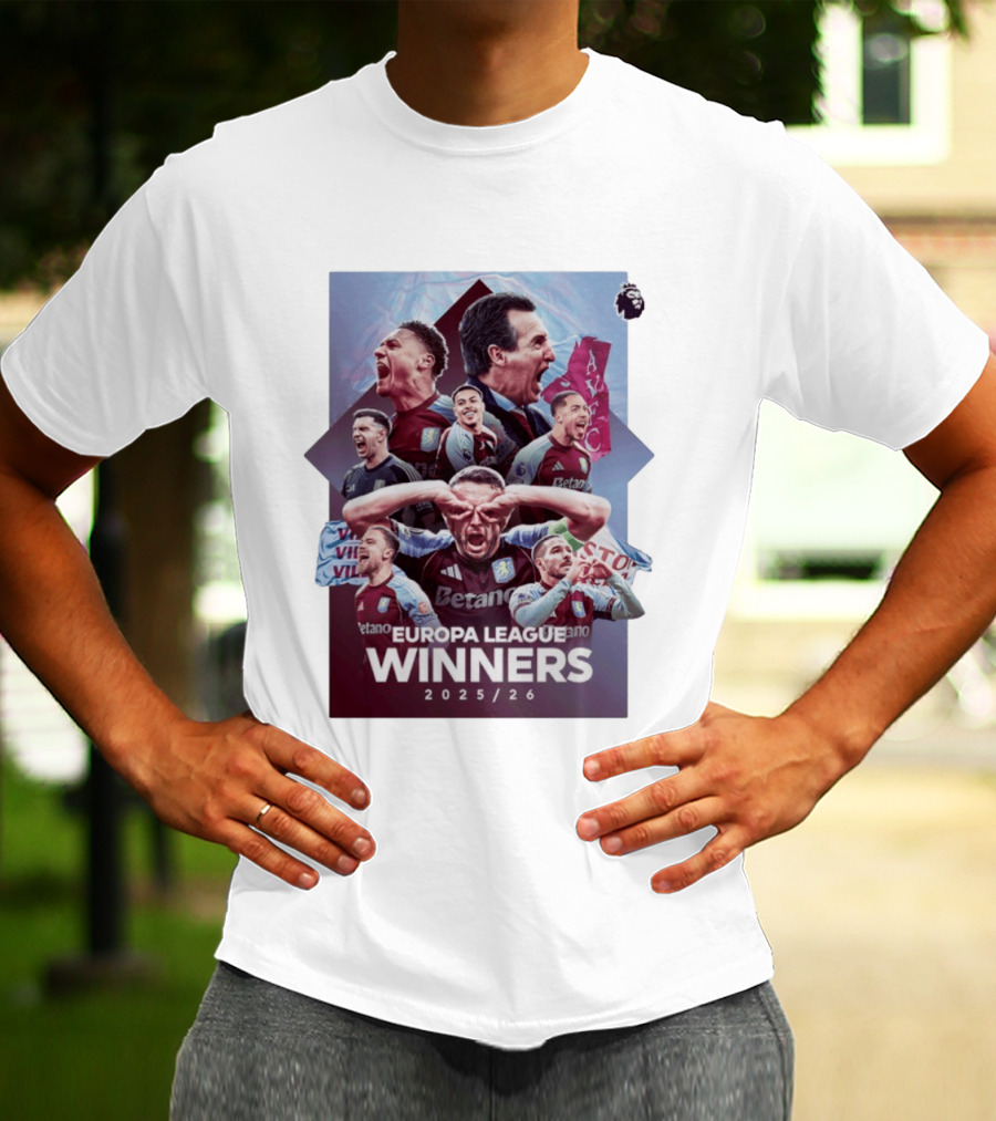 Aston Villa Europa League Champions 2025 2026 Betano Premier League T-Shirt