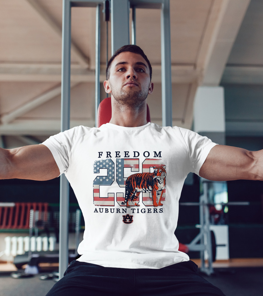Freedom 250 Auburn Tigers Americana Flag Tiger T-Shirt