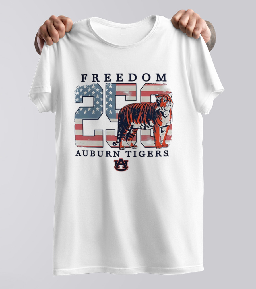 Freedom 250 Auburn Tigers Americana Flag Tiger T-Shirt