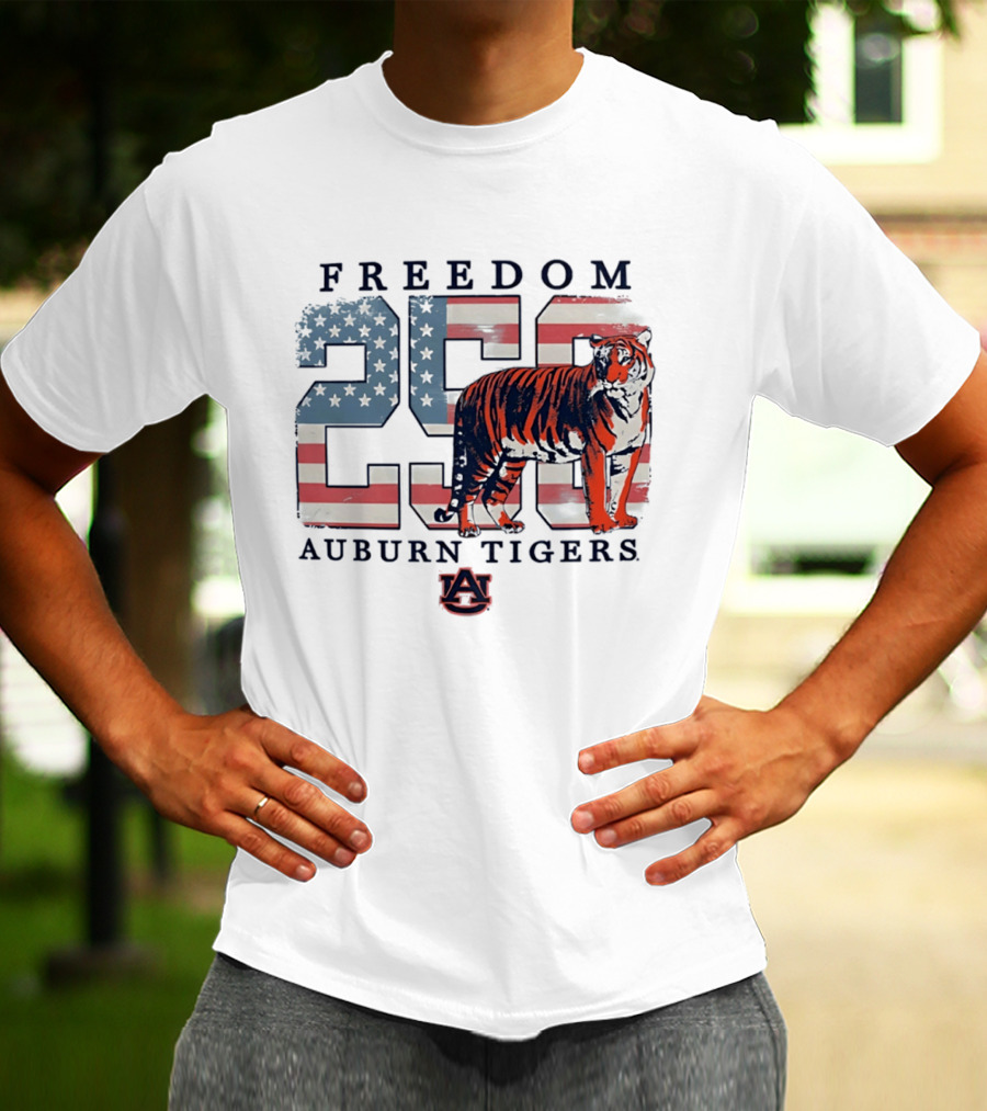 Freedom 250 Auburn Tigers Americana Flag Tiger T-Shirt