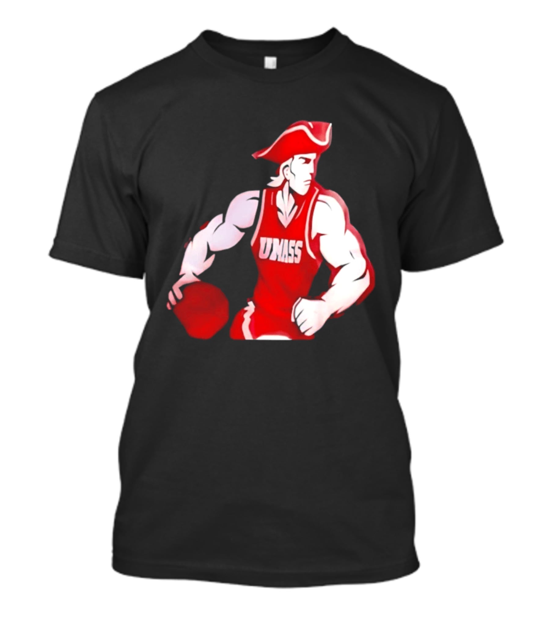 UMass Minutemen Basketball Red Jersey Embroidery T-Shirt