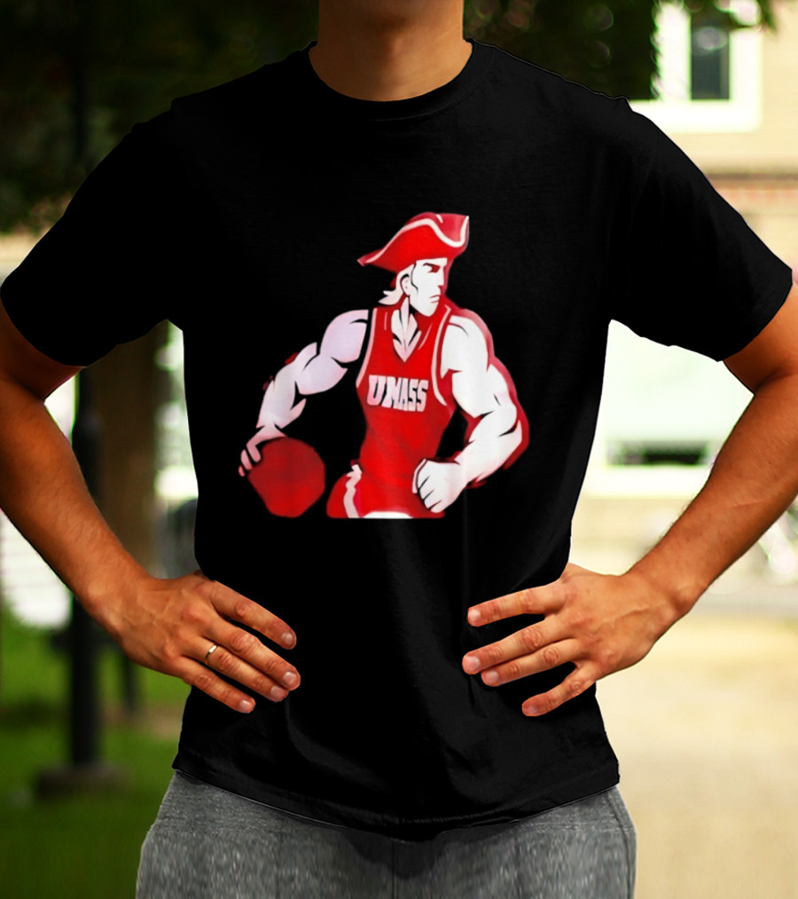 UMass Minutemen Basketball Red Jersey Embroidery T-Shirt