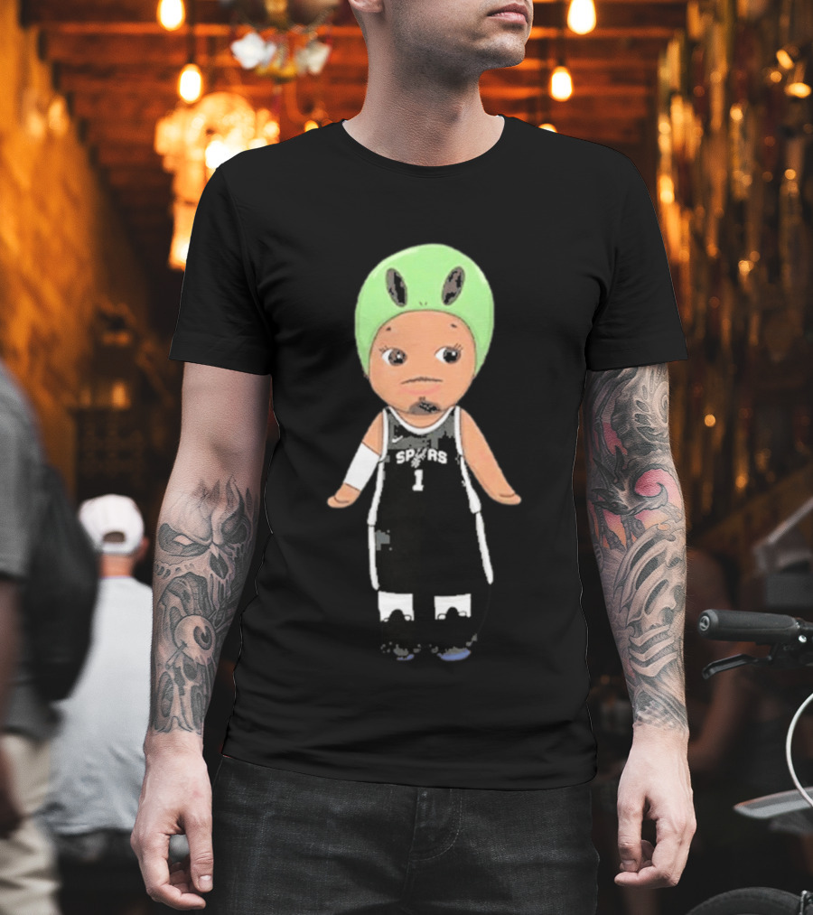 Victor Wembanyama Spurs Alien Chibi Basketball T-Shirt