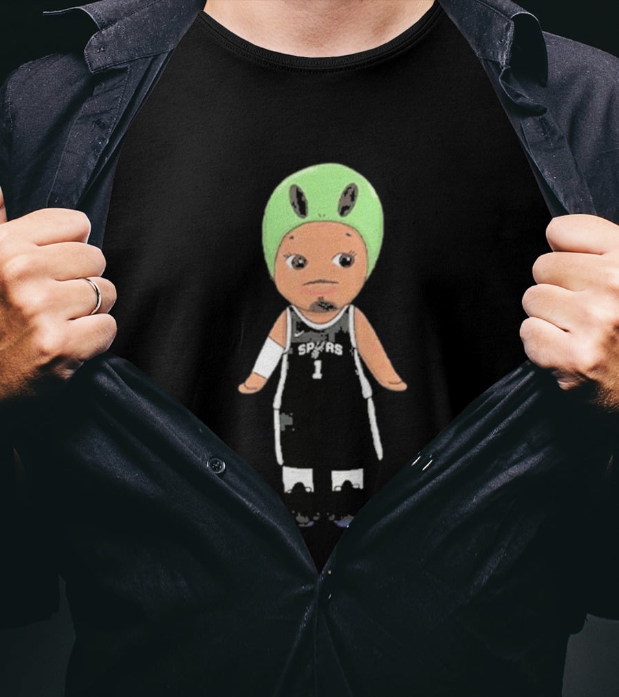 Victor Wembanyama Spurs Alien Chibi Basketball T-Shirt