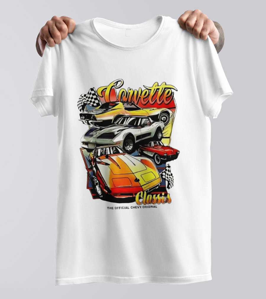 Corvette Classics The Official Chevy Original Cars Racing Flags T-Shirt