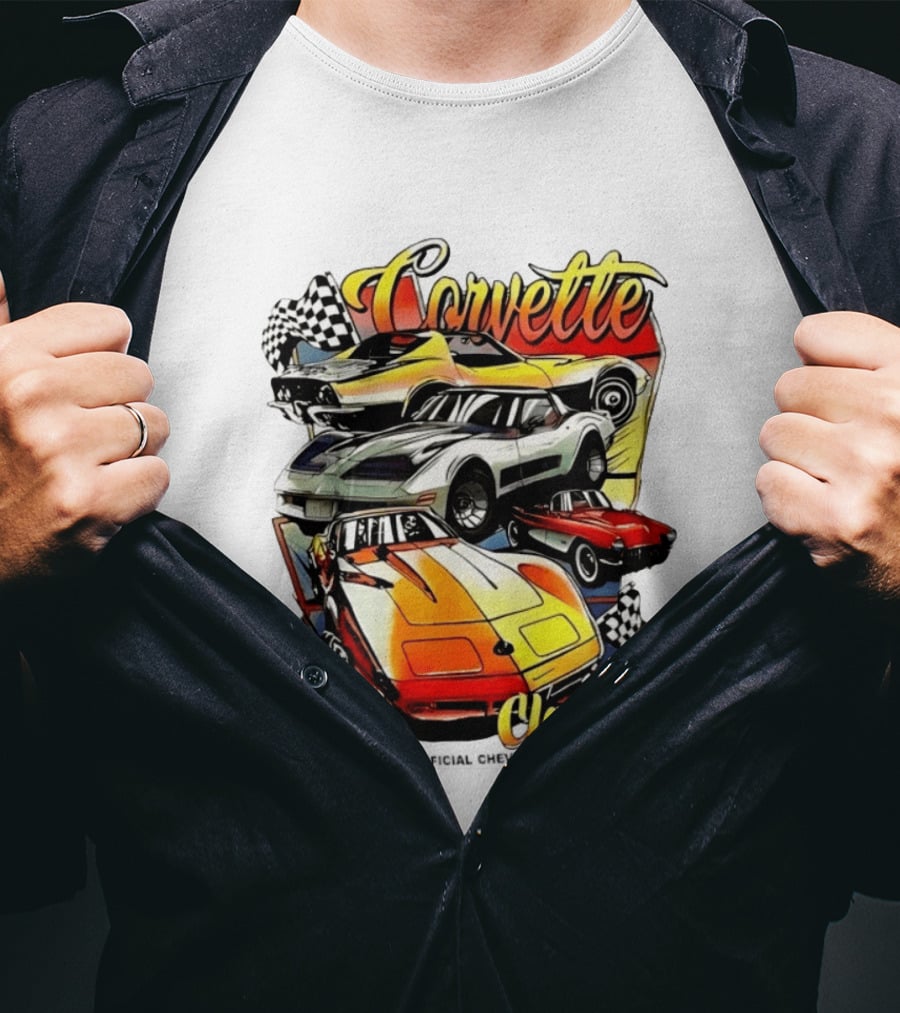 Corvette Classics The Official Chevy Original Cars Racing Flags T-Shirt