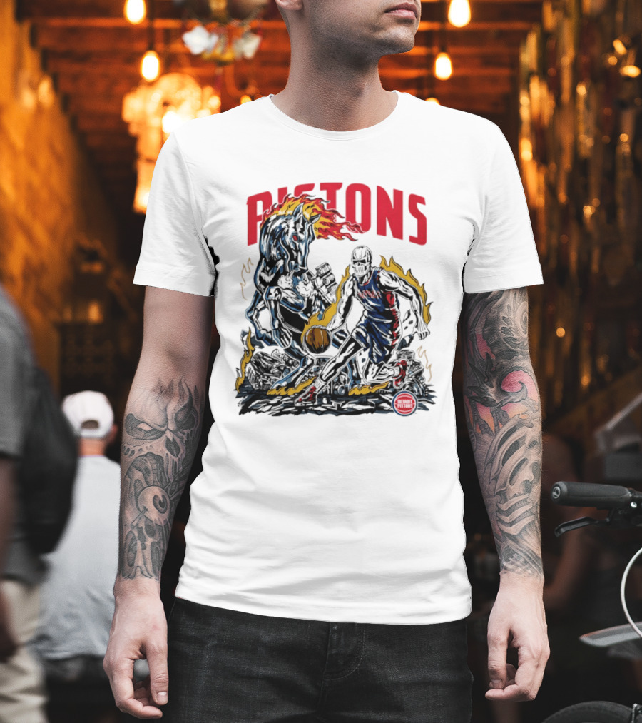 Pistons Warren Lotas 2026 Basketball Flames T-Shirt