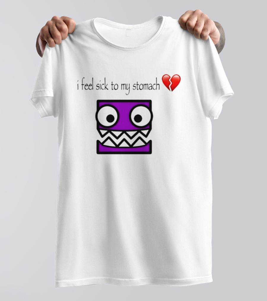 Geometry Dash I Feel Sick To My Stomach Broken Heart Pixel Art Monster T-Shirt